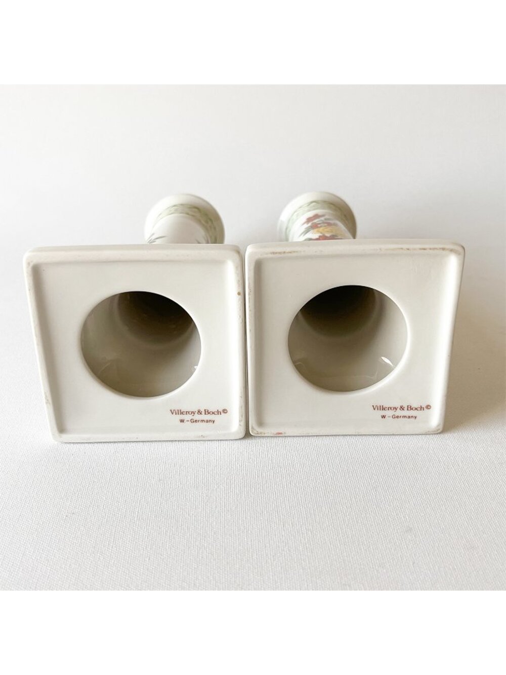 Pair Vintage Villeroy & Boch Summerday Floral Candlestick Holders W Germany - Picture 3 of 8